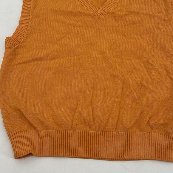 Zara Women’s Size M Orange V-Neck Sleeveless Sweater Knit Vest Top Preppy - Picture 5 of 9
